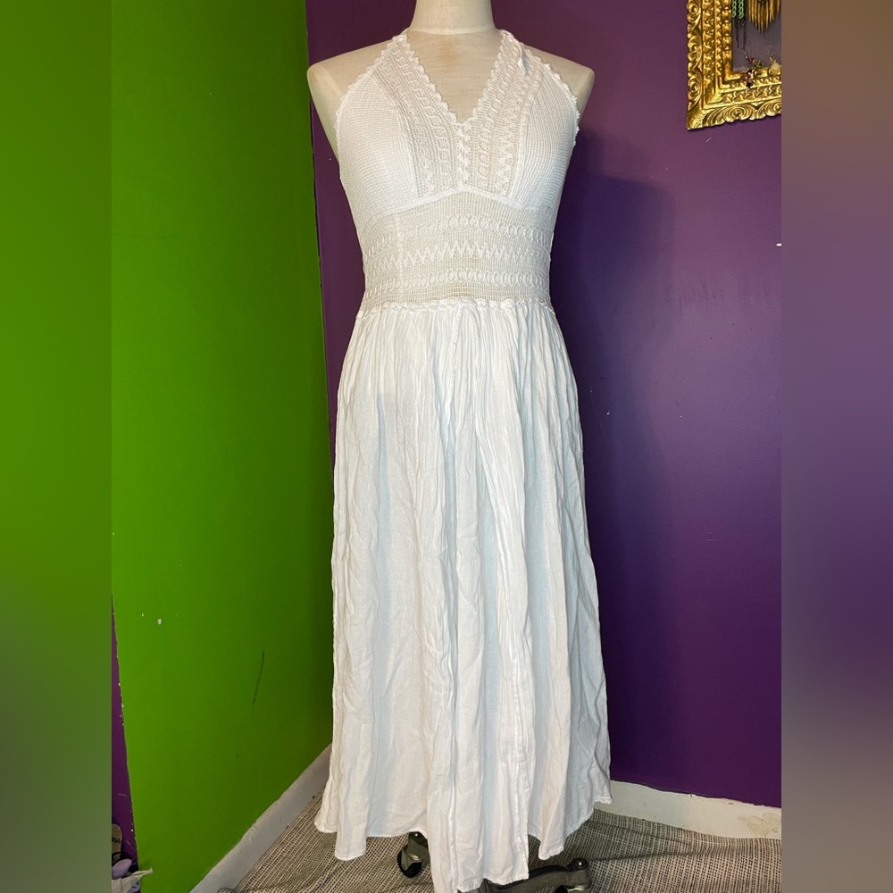 White Dress with double high slits, beach wear